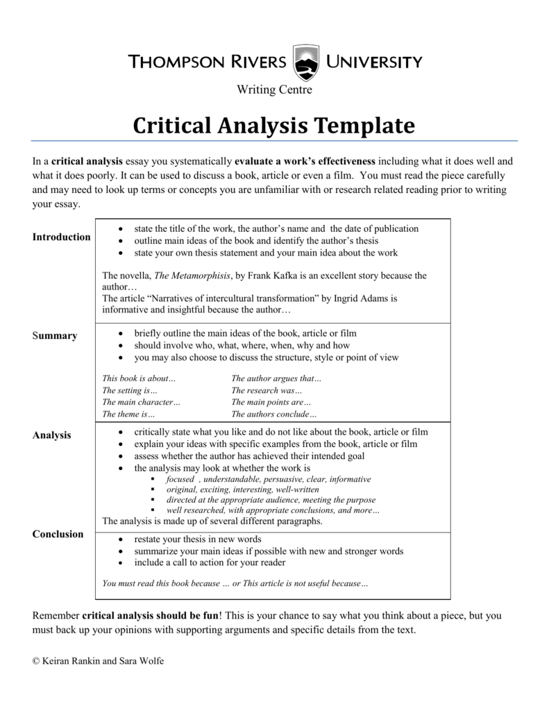 critical analysis essay structure